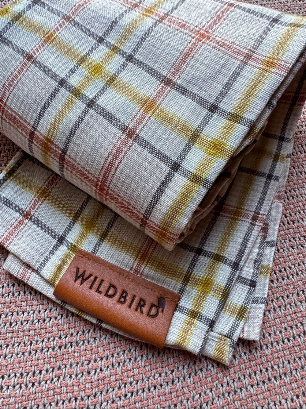 Long Length WildBird Plaid Ring Sling in Cream, Yellow, Brown, Rust